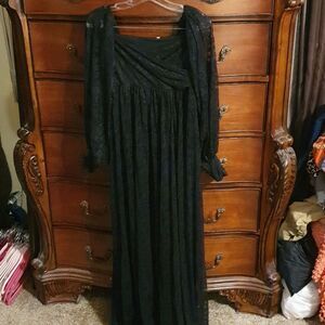 Ladies Black Lace Off Shoulder Split Side Maxi Dress sz Small